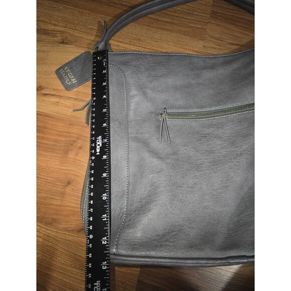 Shasa + Sofi Satchel Bag Purse Vegan Leather Gray 13x16 - Picture 4 of 6